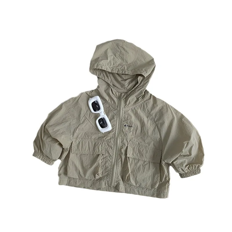 2025 Summer New Children Sunscreen Clothing Baby Boy Girl Long Sleeve Hooded Coat Toddler Casual Tops Kids Loose Zipper Jacket