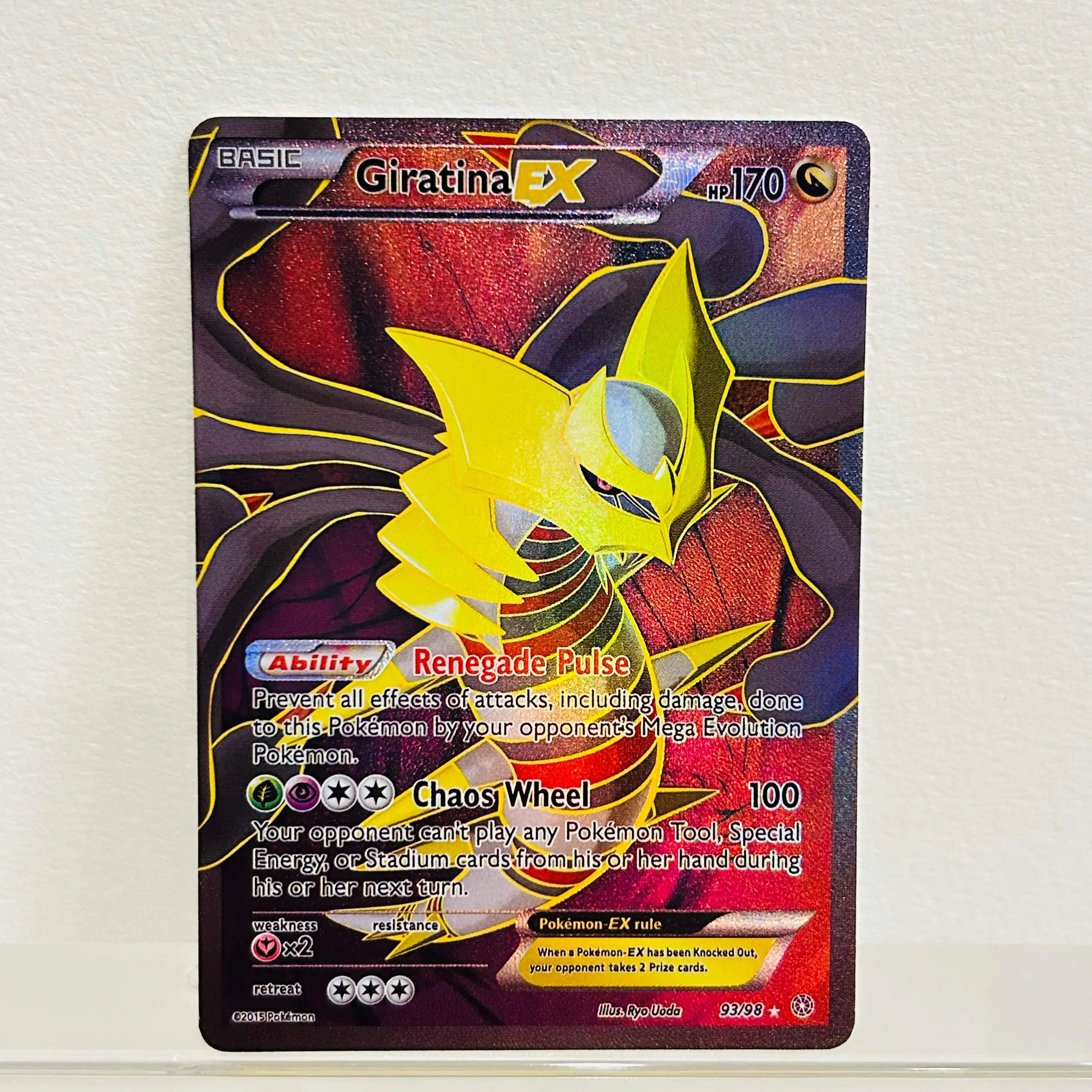 

Pokemon Giratina EX 93/98 English Card Holographic Foil Texture DIY Premium Anime Collection Card