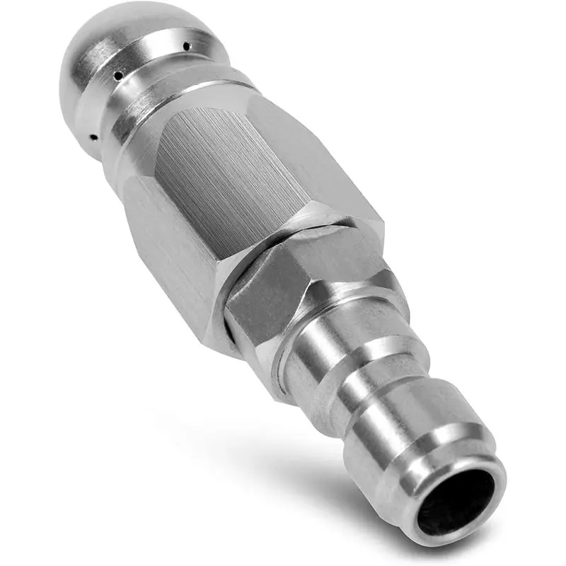 Sewer Jetter Nozzle for Pressure Washer with 1/4 inch Quick Connect - for Drain Jetting Clog Remover,1 Front 6 Rear Jets