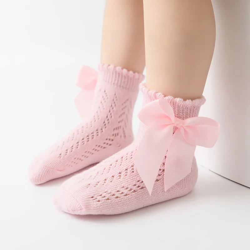 Summer Baby Girls Socks Big Bows Breathable Children Short Sock Hollow Toddlers Kids Cotton Princess Cute Socks For 0-8Years