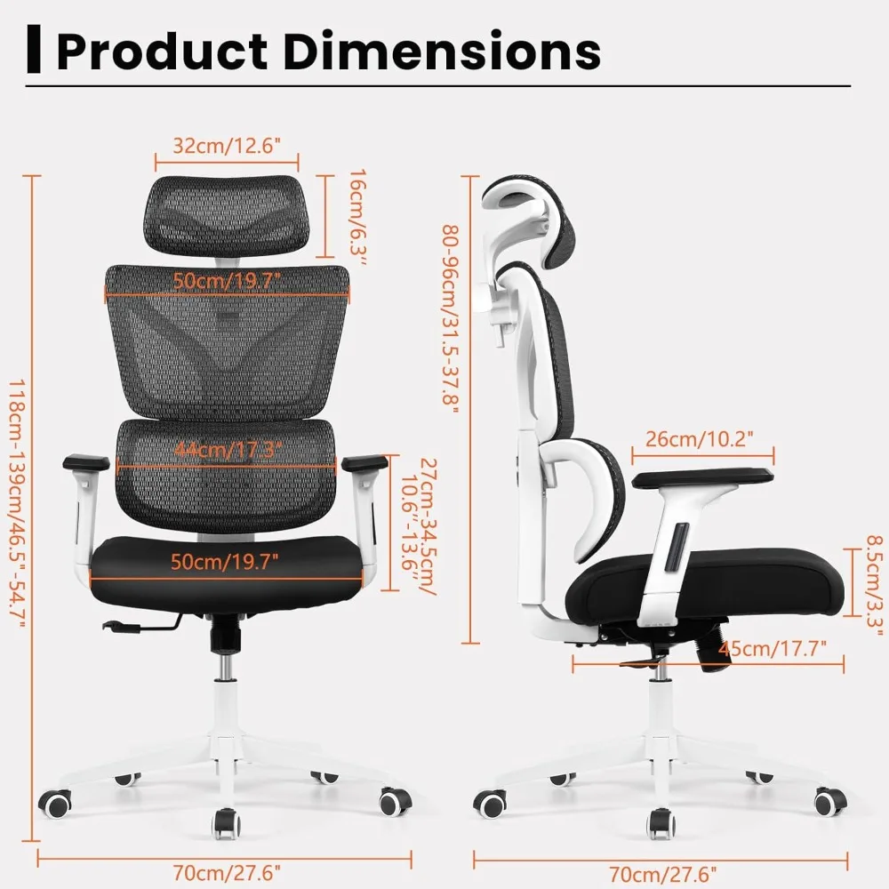 Office Chair Ergonomic Computer Desk Chair Upgrade Adjustable Lumbar Support, Breathable Mesh Gaming Chair