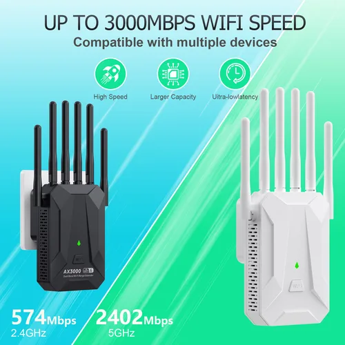 Imagen 2 del producto Repetidor AX3000 WiFi 6, enrutador inalámbrico de doble banda, 2,4G/5GHz, Wi-Fi 6, amplificador de señal para el hogar, extensor de rango Wifi de red de largo alcance