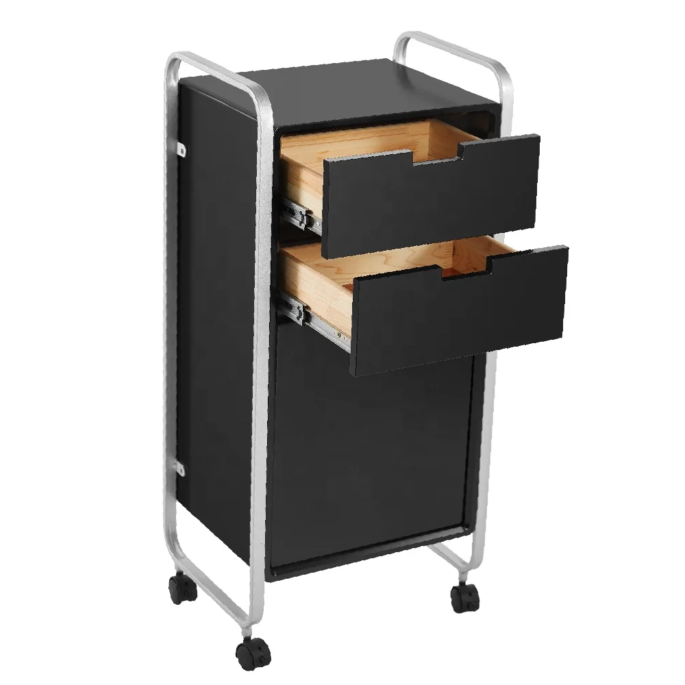 Black Wood Beauty Salon Trolley Cart Manicure Pedicure Trolley Salon Furniture Personal Protective Equipment Beauty Salons
