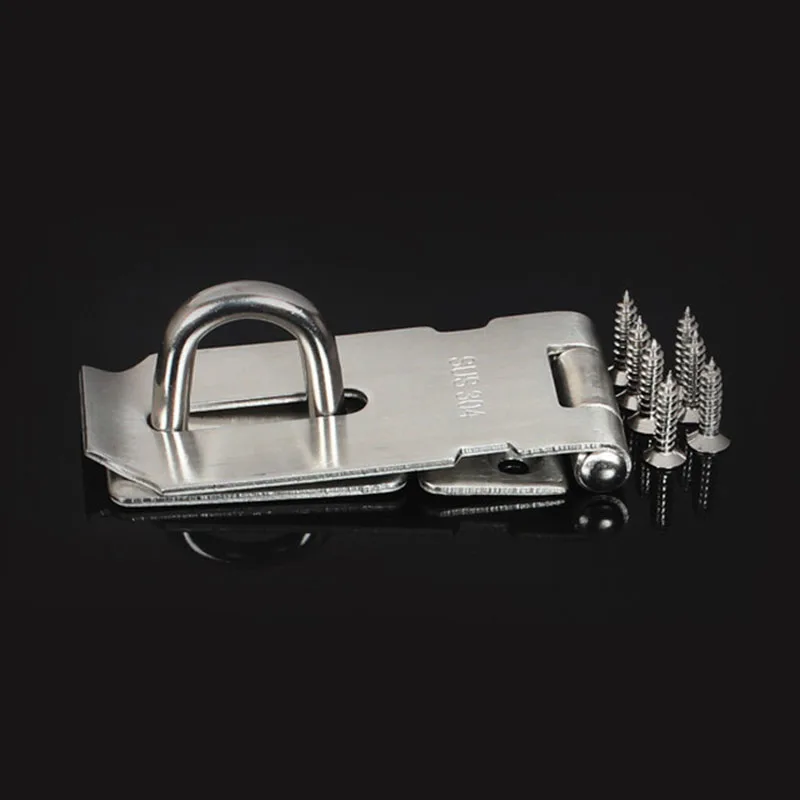 3/4/5Inch 90 Degree Shed Gate Latch Stainless Steel Buckle Padlock Hasp Door Clasp Lock Home Burglar-proof Bolt Door Buckle