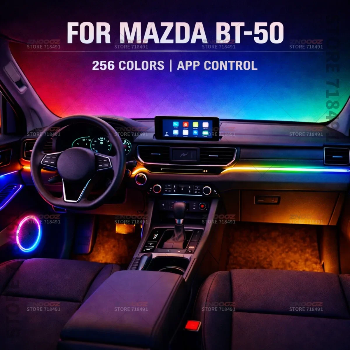 22in1 RGB Car Interior Acrylic Car Ambient Lights RGB Hidden Acrylic Strip Decoration Atmosphere Accessories For Mazda BT-50