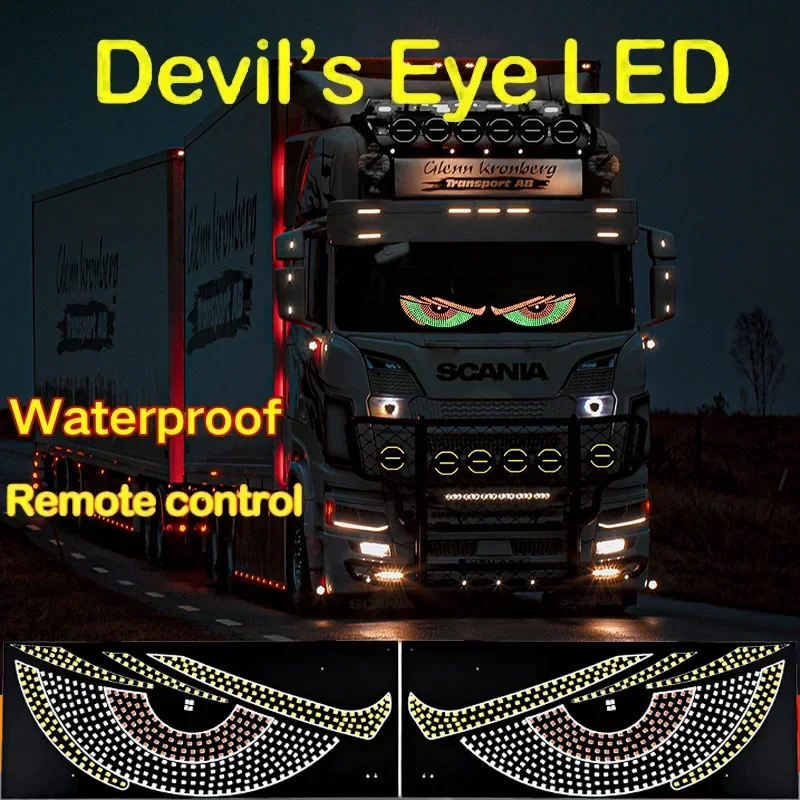 Truck Devil Eye LED Matrix Pixel Panel Soft Foldable Lighting Graffiti Scrolling Stick up Text Board Windshield Accessories