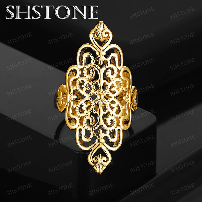 

Noble Luxury 18k Gold Hollow Pattern Diamond Ring For Women Men Fashion Party Wedding Beautiful Elegant Jewelry Gifts Wholesale