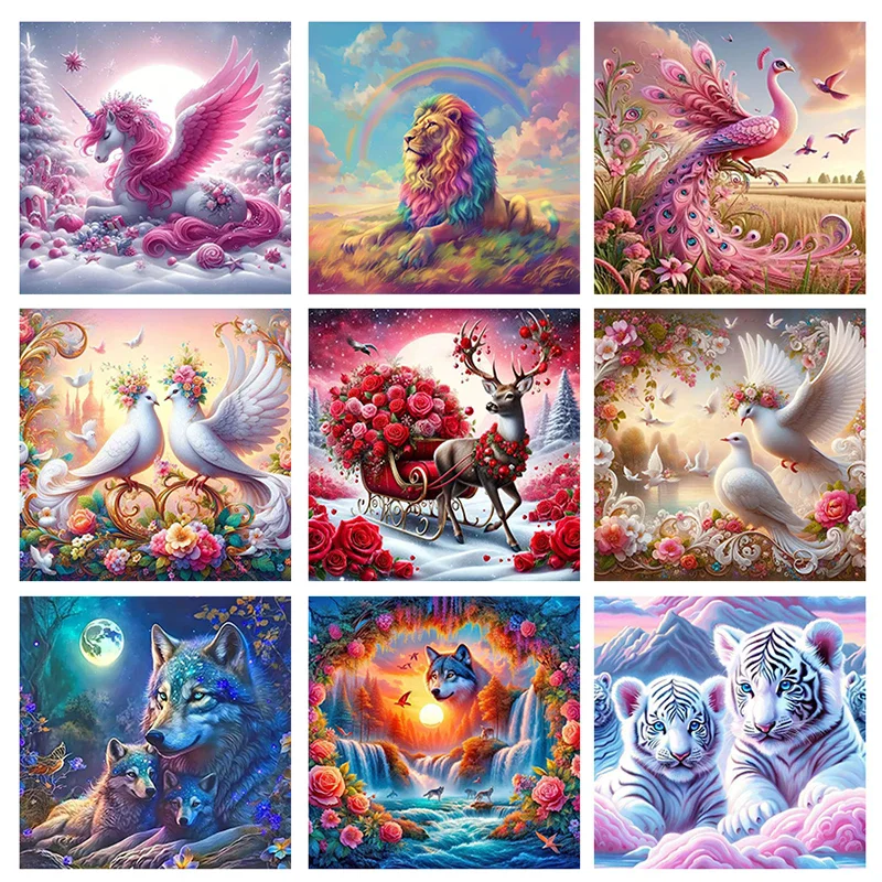 

5D New Series 2024 Diamond Embroidery Animal Landscape Mosaic Diamond Painting Landscape Art Kit Cross Embroidery Gift