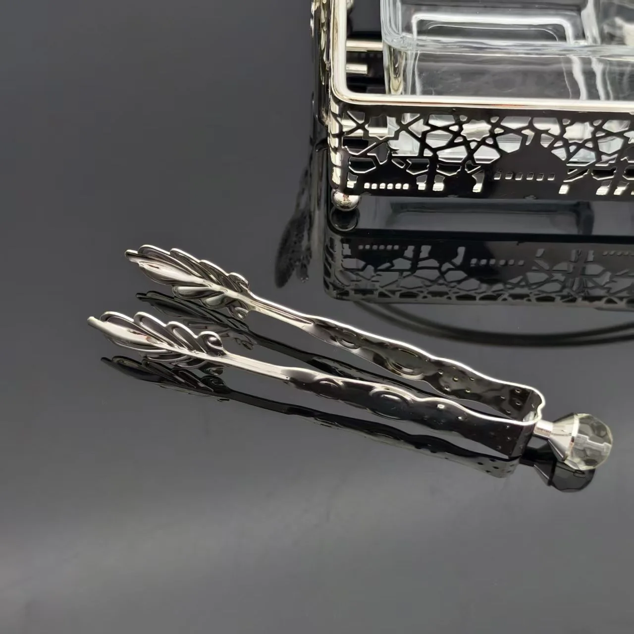 Crystal Ball Electroplated Metal Tongs, Decorative Shell Clip, Ice Tongs Spice Charcoal Clip, Hookah Accessories Small Ornament