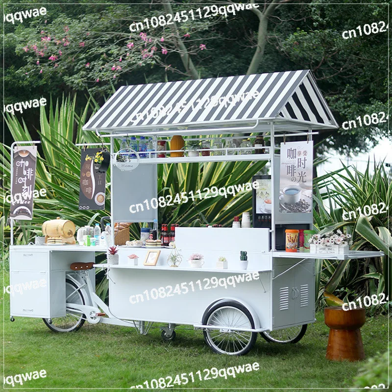 Large outdoor multi-functional bicycle display vending car Commercial dining car Shopping mall square three-wheeled mobile sales