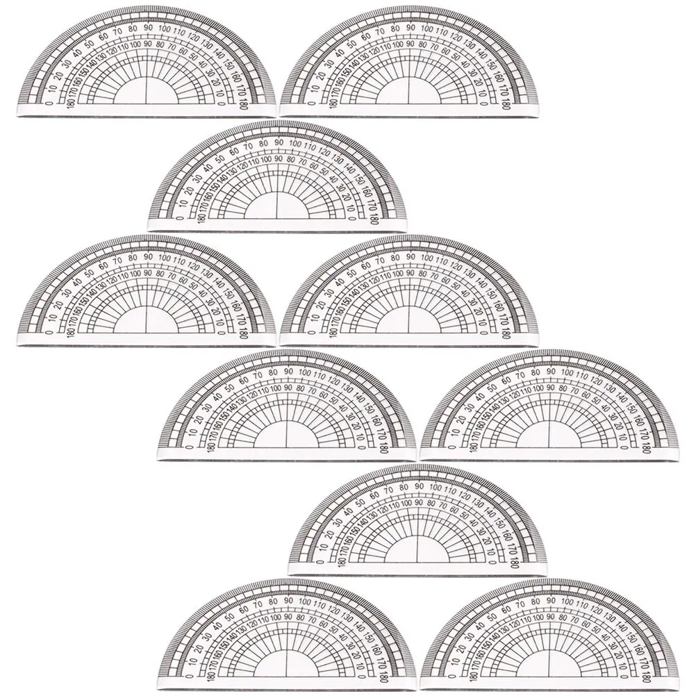 10Pcs Student Protractor Plastic 180 Degree Clear Markings Math Protractor Lightweight Compact Geometry Tool for Drafting