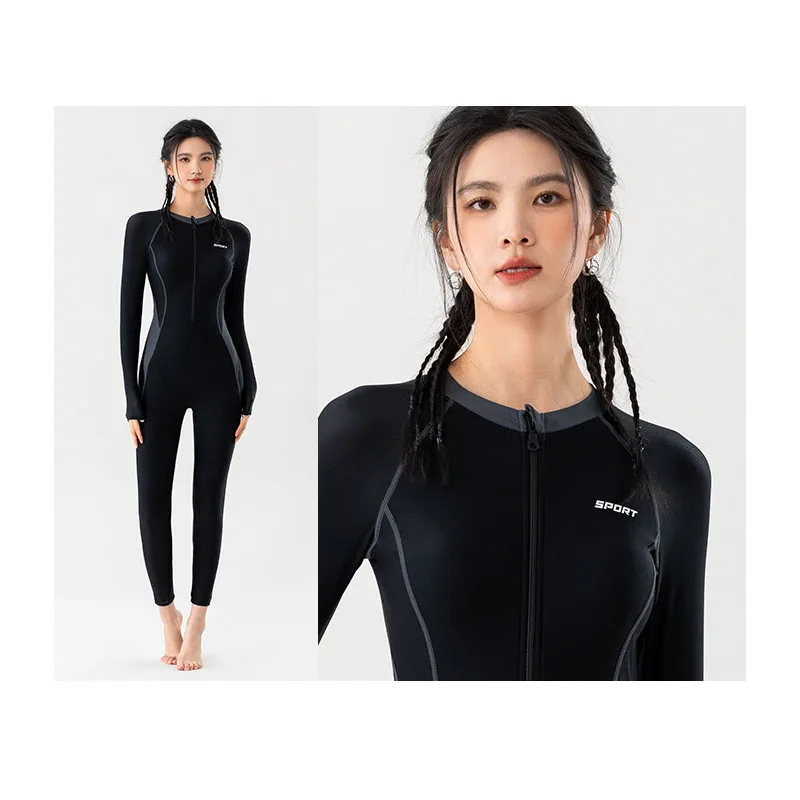 Women Full Body Swimsuit Sun Protective Stinger Suit Dive Skin Sun UV Protect Black Rash Guard Long Sleeve Swimwear Snorkeling