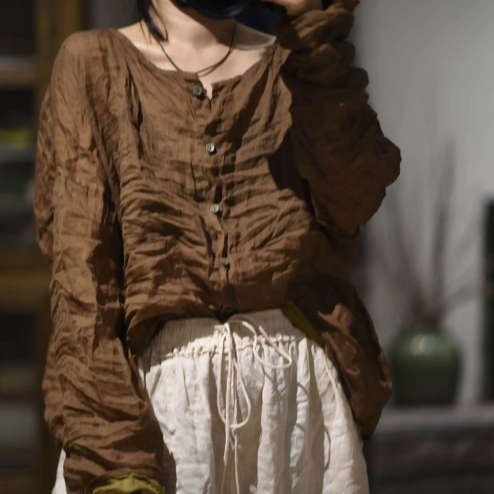 

Летний женский свободный льняной кардиган с круглым вырезом, цветочным принтом, защитой от УФ-излучения, с открытыми плечами, повседневный универсальный топ