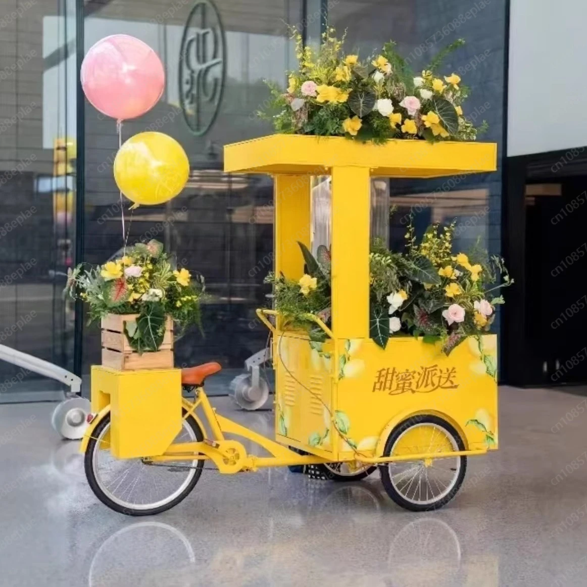 Influencer Mobile Display Cart, 3 Wheel Promotional Tricycle with Canopy for Live Streaming and Outdoor Market Selling