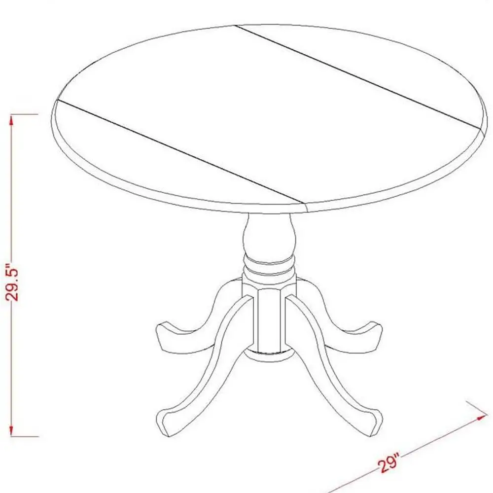 Mesa de jantar Dublin redonda multicolorida, 42 de diâmetro, folha pendente e base de pedestal