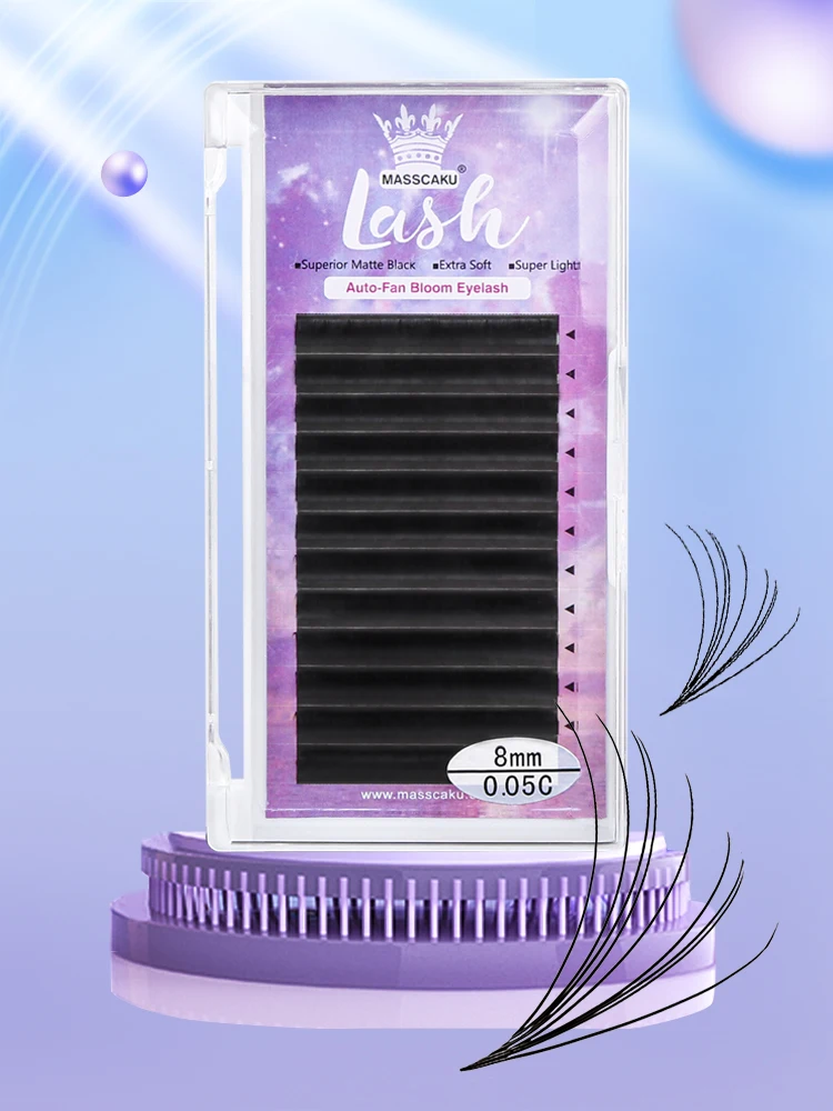 MASSCAKU-Cils à fleurs automatiques durables, effet 3D en une seconde, toutes tailles, 0.05mm, 0.07mm d'épaisseur, en stock, vente en gros