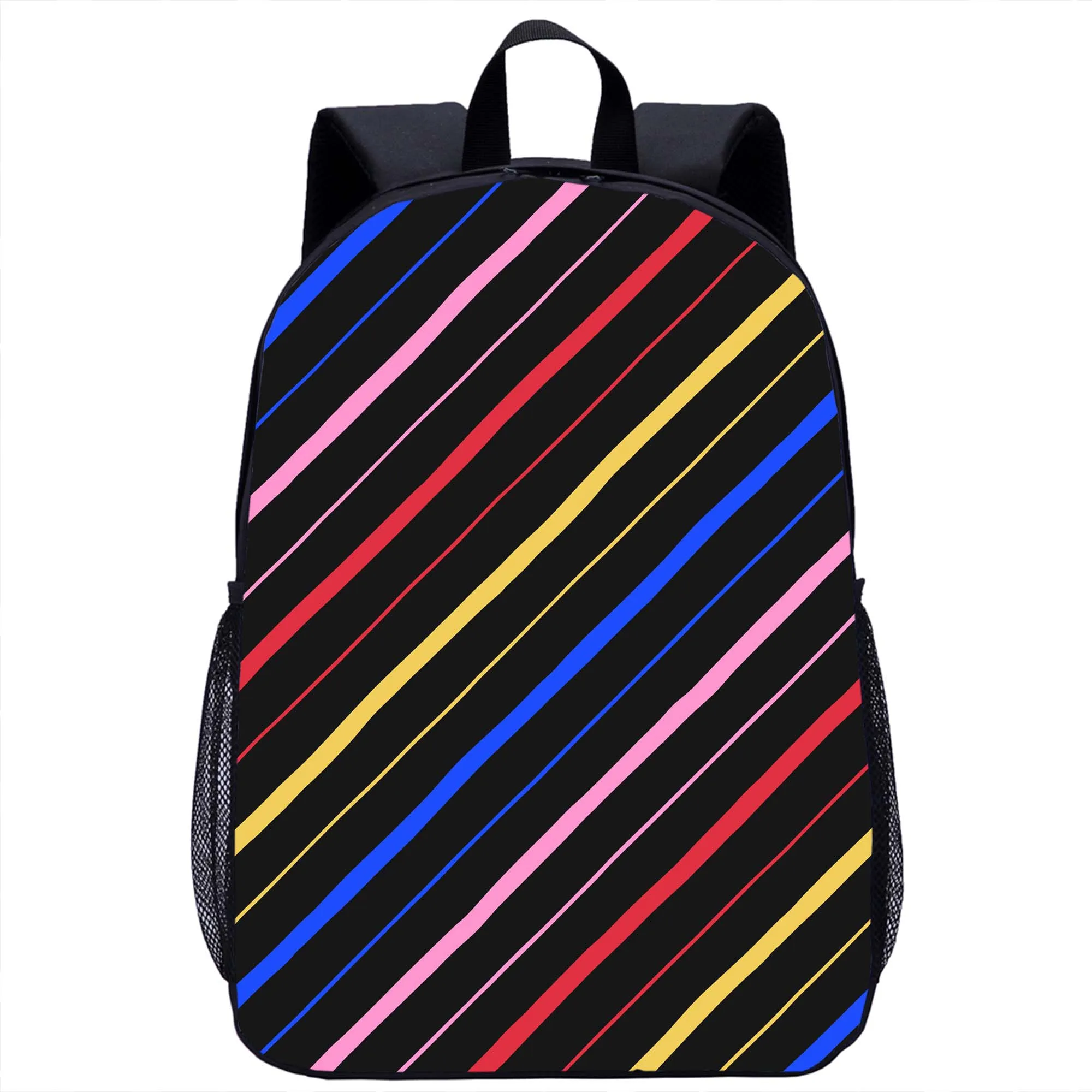 Colorful Stripe Print Backpack Girls Boys School Bag Teenager Travel Storage Rucksack Laptop Bag Woman Men Daily Casual Backpack