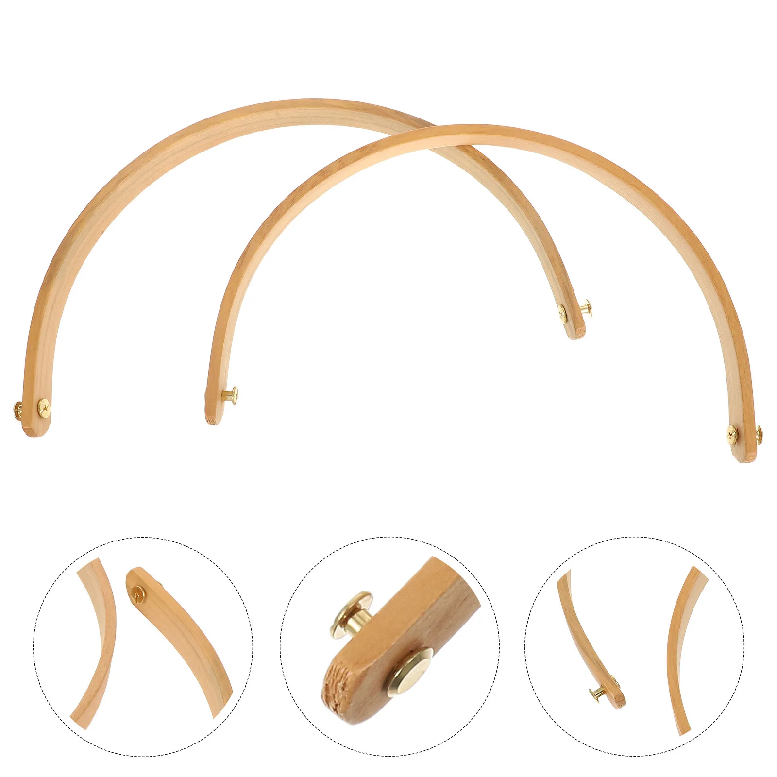 2Pcs Solid Wood Fruit Platter Tray Handles Ergonomic U-Shaped Smooth Serving Replacement Parts for Ice Buckets
