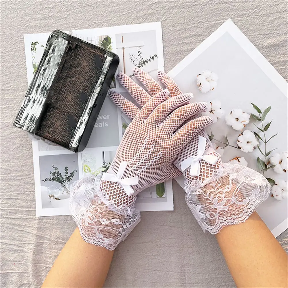 Accessorio per festa serale Guida a prova di raggi UV Matrimonio Scava fuori Guanti a rete Guanti in pizzo Guanti da sposa Guanti a dita intere