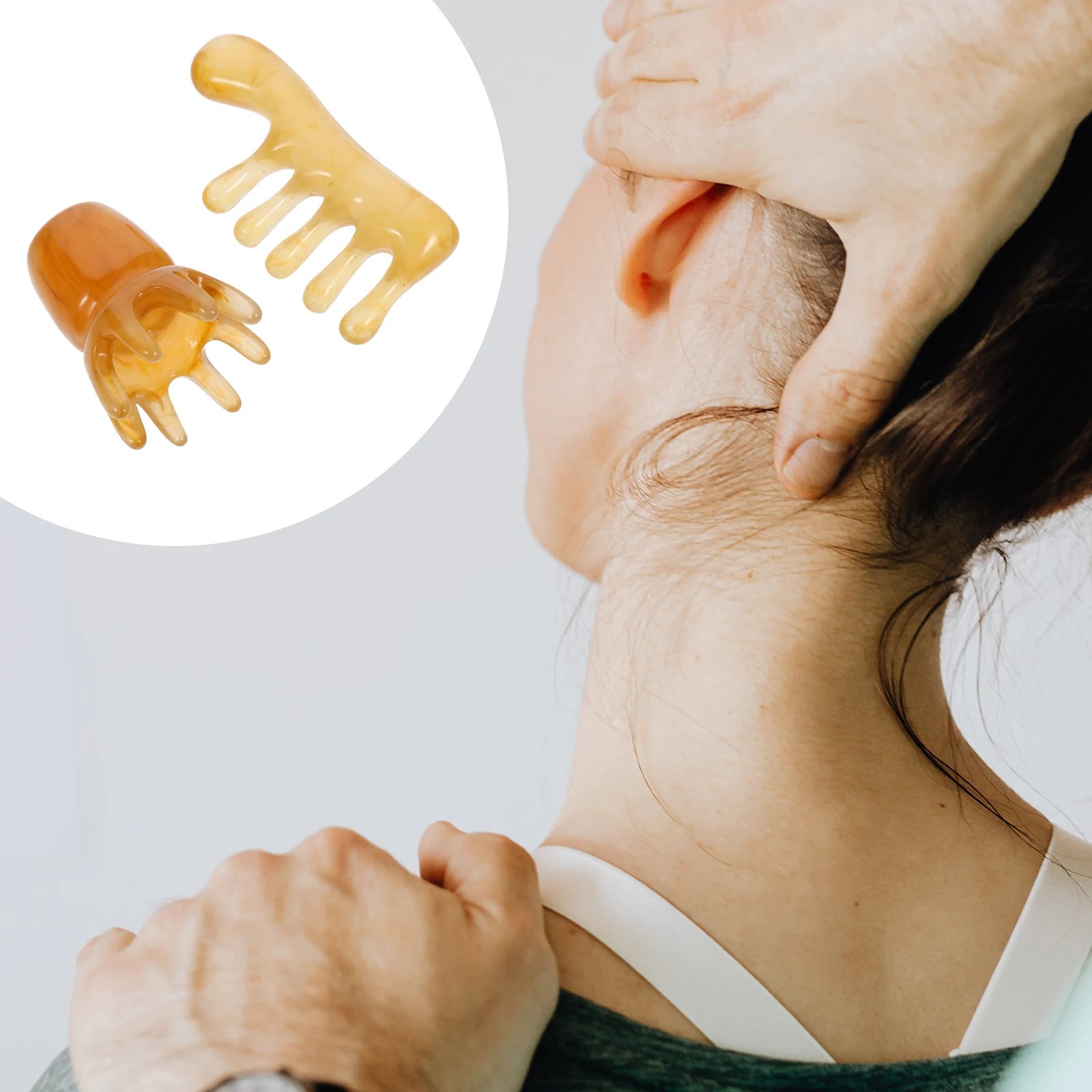 

2Pcs Scalp Massager Comb Resin Beeswax Soft Texture Head Care Manual Massage Scraping Tool Scraping Massage Tools