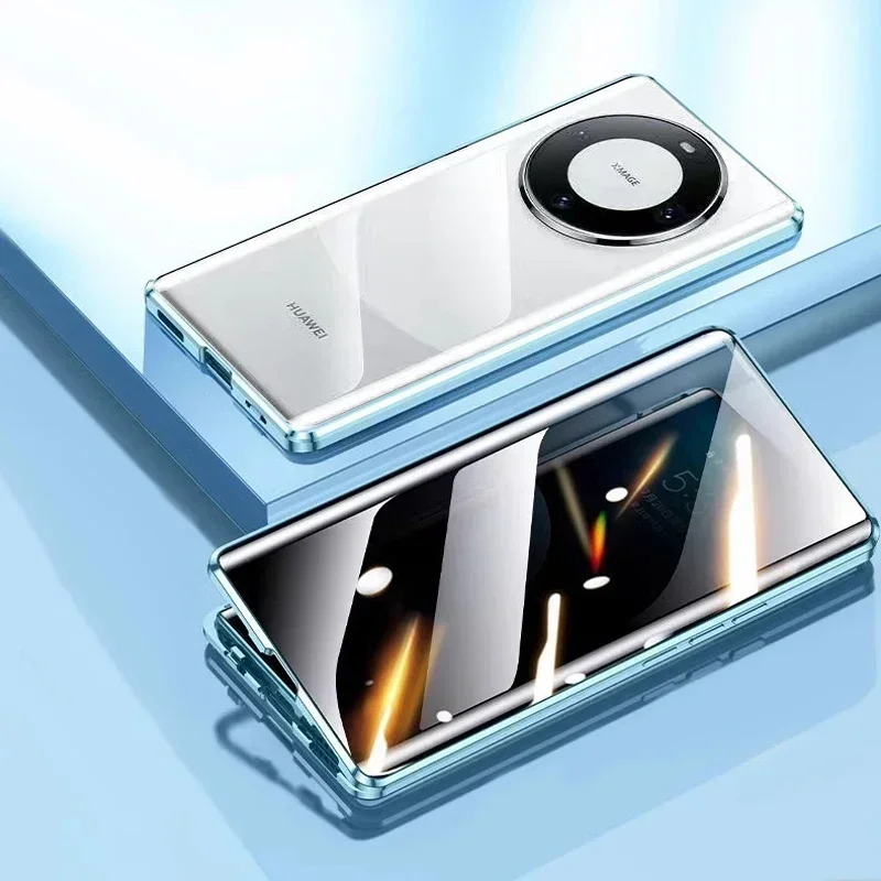 

Double-Sided Glass Privacy Magnetic Phone Case for Huawei Mate 70 40 60 30 50 Pro Anti Peep Metal Frame Protection Cover Cases