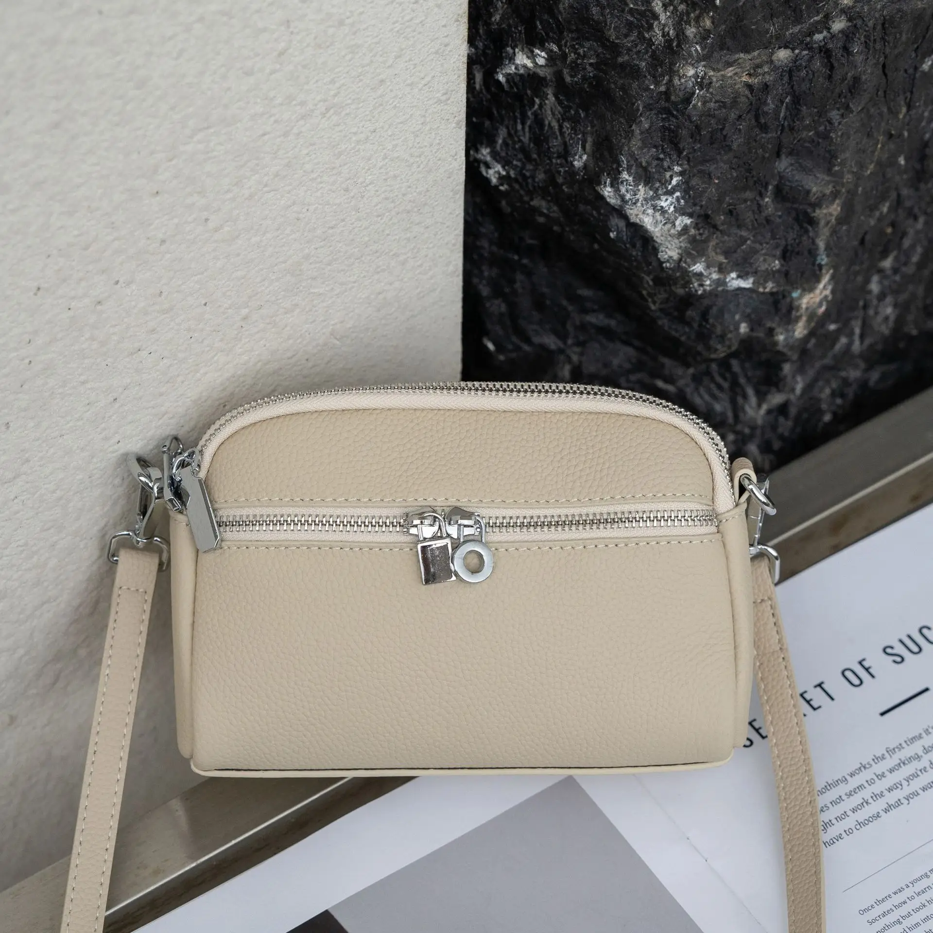 

TOGO Top-Grain Leather Crossbody Bag for Women - Versatile Shell Shoulder Purse for Commute, Campus & Casual Outings