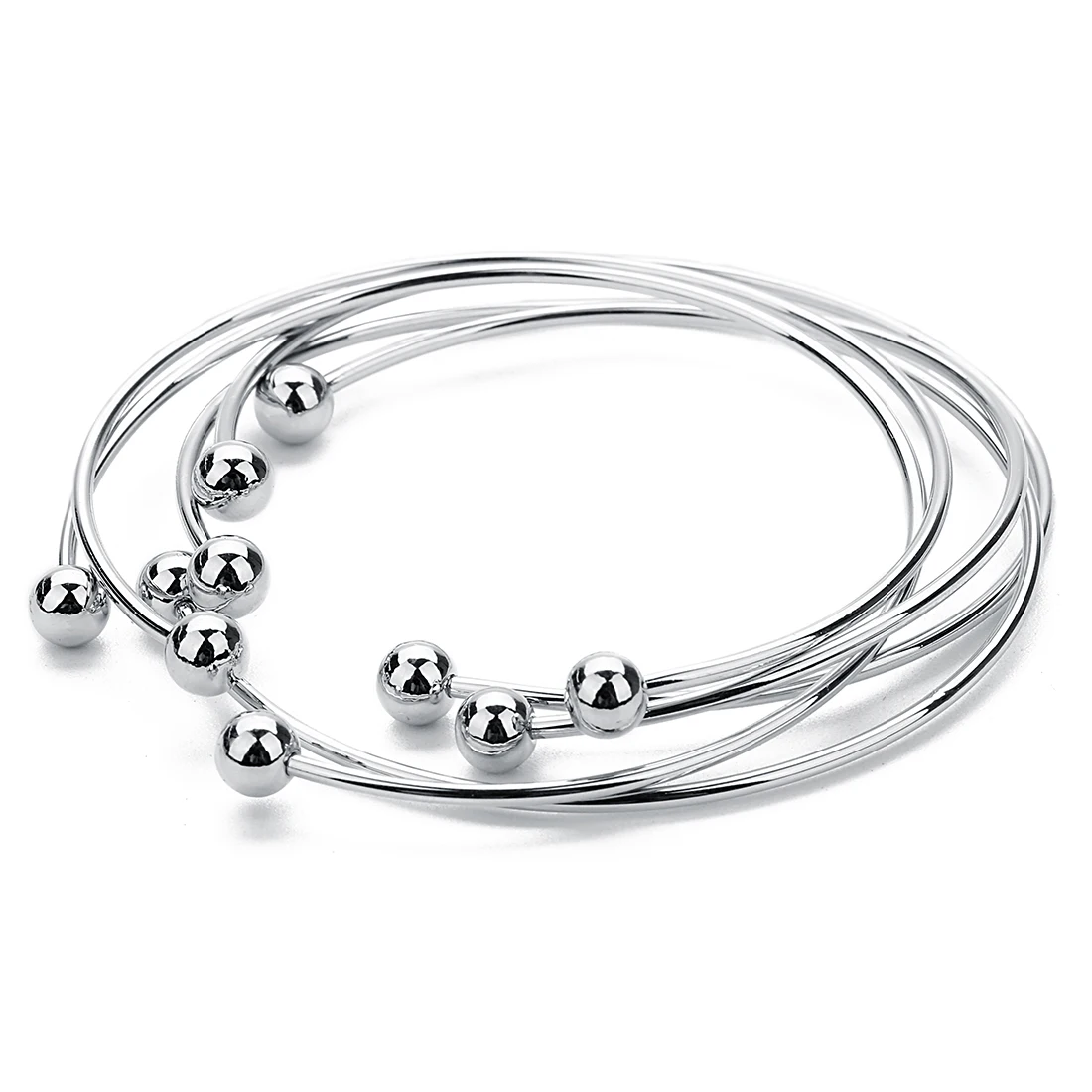 5pcs/Lot Out Dia 65mm Rhodium Bracelet Bangle Simple Style Open Bracelets Plain with Barrel Clasp Chamilia Bead Charms for Women