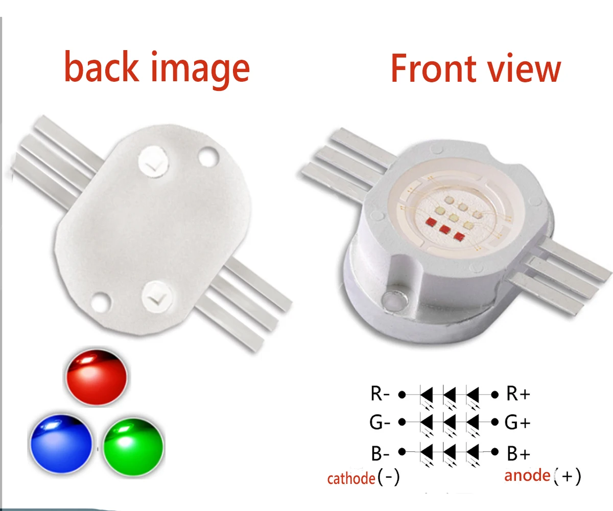 10W RGB Red Green Blue LED Beads 10 Watt Lamp High Power Chip 6pin Round COB SMD Light For Floodlight