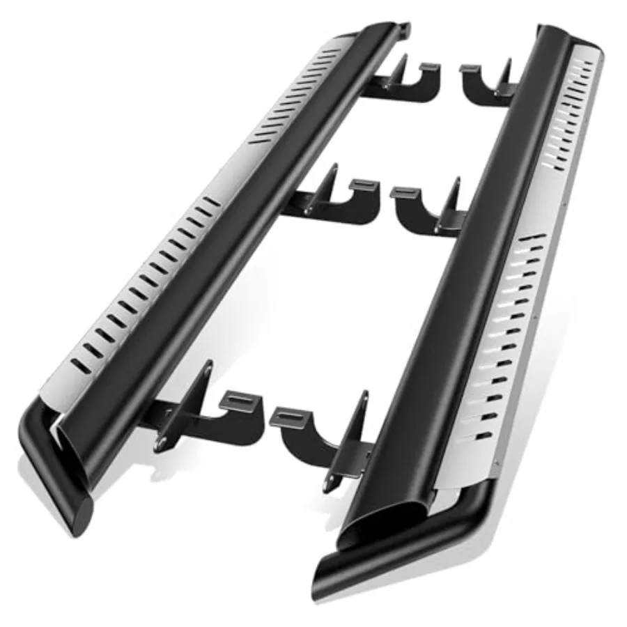 

Running Boards with Silver Painted Step Plates Compatible with 2018-2024 Jeep Wrangler JL Unlimited 4-Door Side Step Nerf Bar S