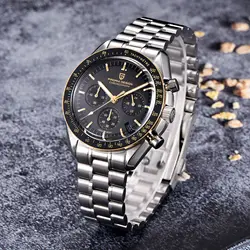 PAGANI DESIGN 2024 New Moon Men's Watches Luxury Quartz Watch For Men AR Sapphire Glass 100M Waterproof Wristwatch Chronograph