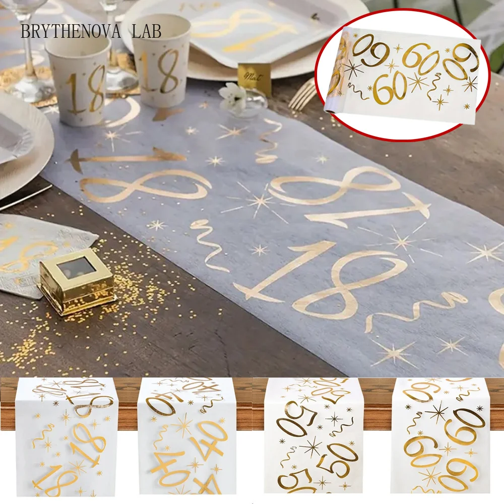 1 Roll Happy Birthday Party Decor 18/20/30/40/50/60/70/80/90 Years Birthday Old Table Runner Kids Adults Party Supplies