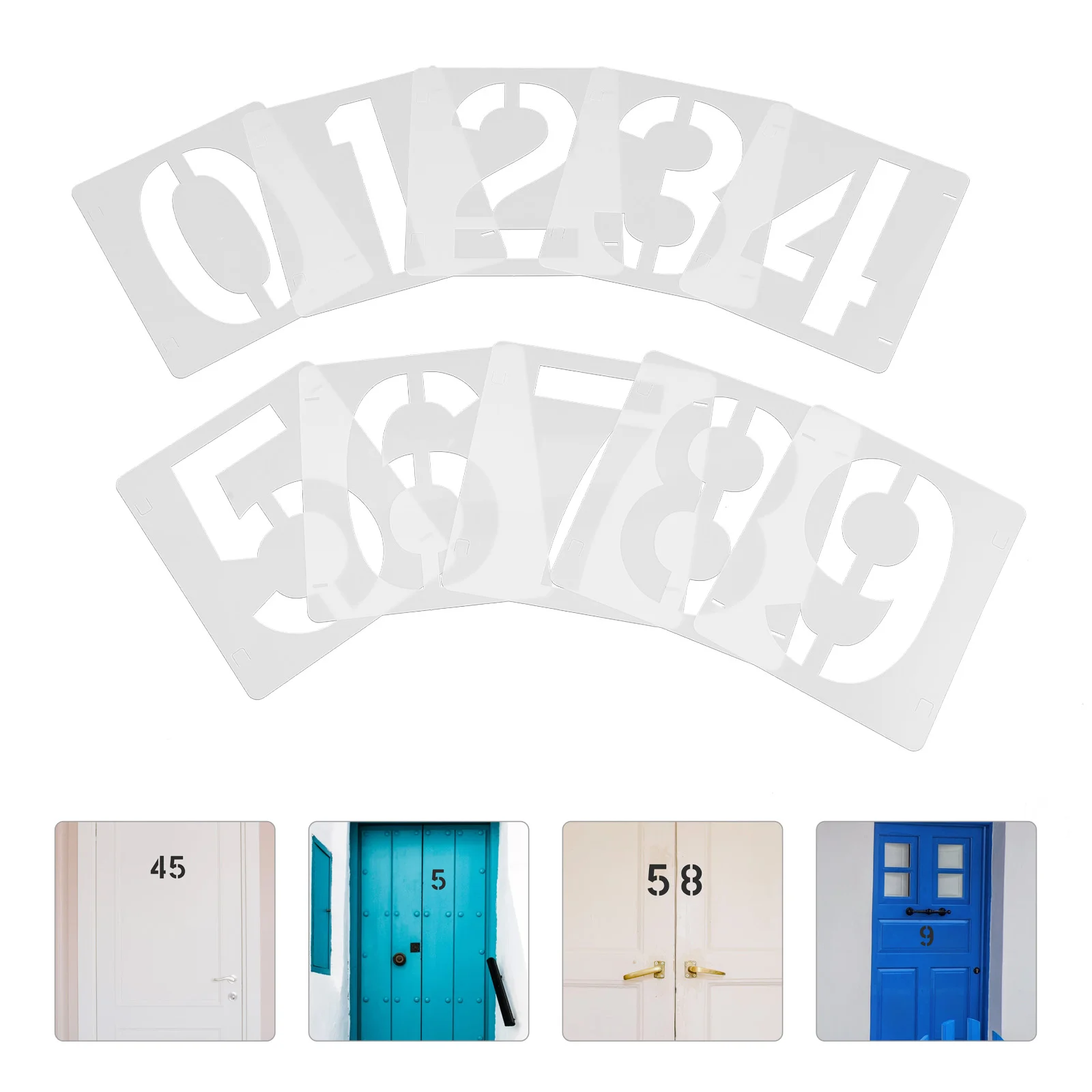 

10 Sheets Digital Number Pattern Craft Painting Templates White Plastic Number Drawing Stencils Kids Home Decor Wood Sign