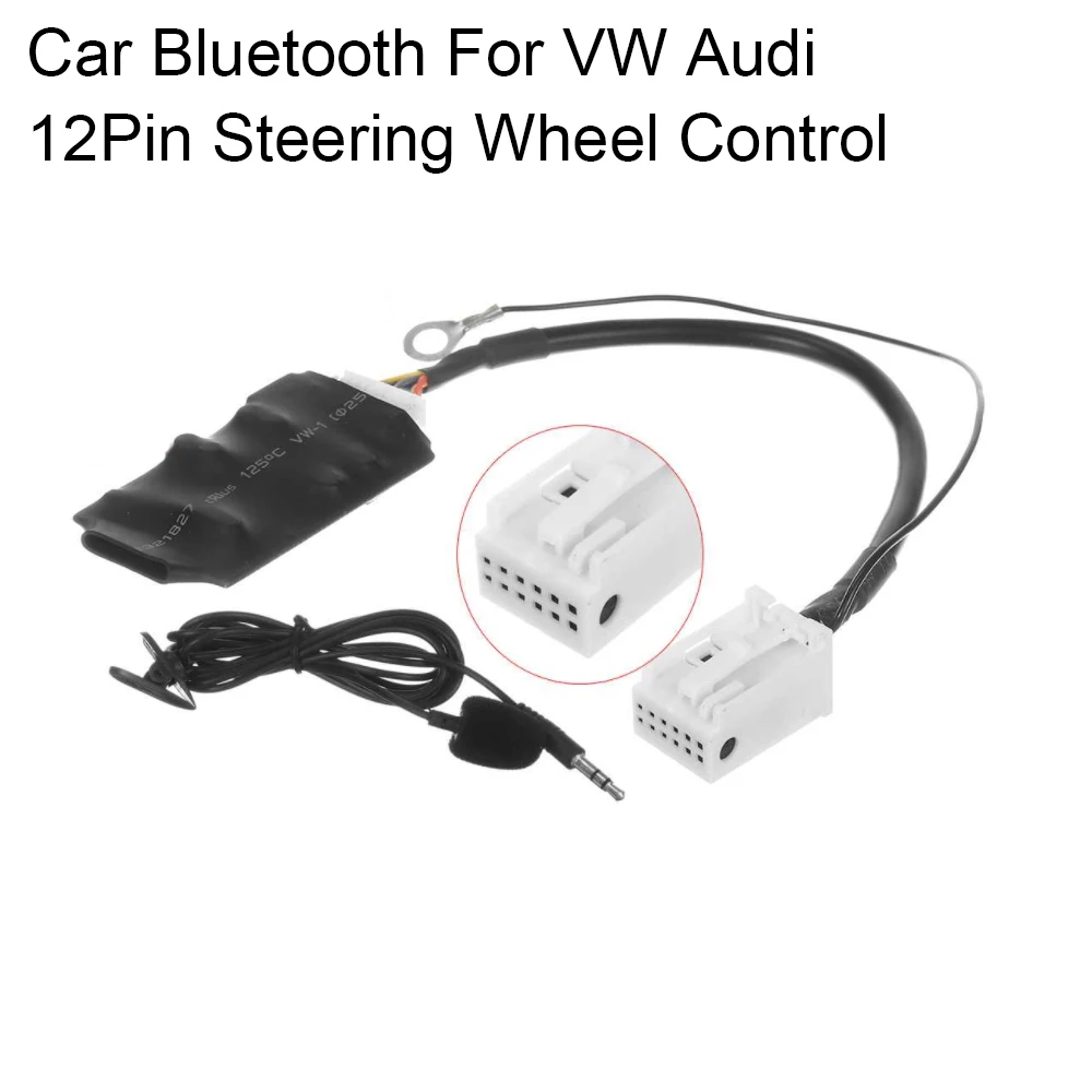 Car Bluetooth Kit AUX 12 Pin Handsfree Adapter Interface For Audi Skoda VW Seat CD Radio MP3 Audio Music Input Quadlock