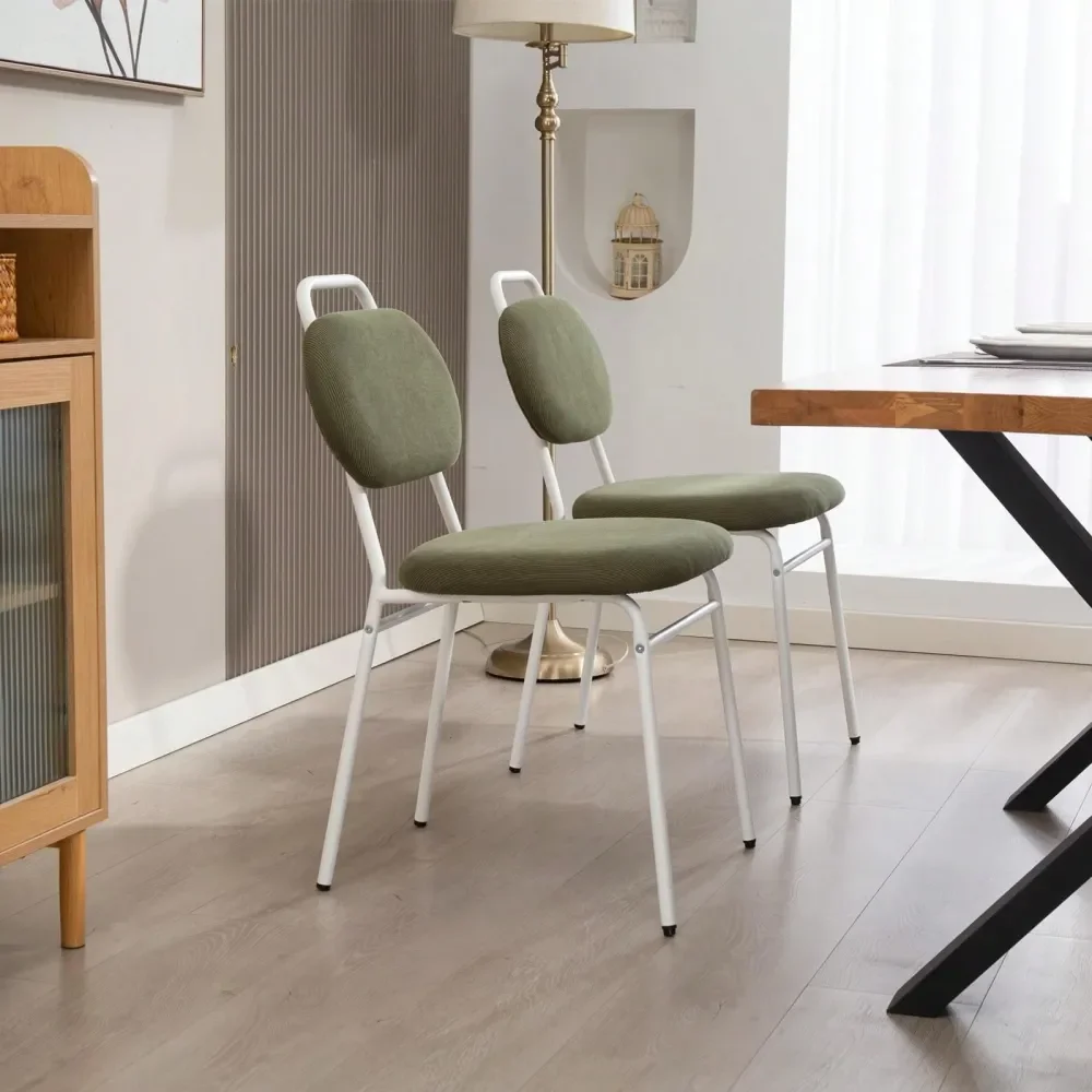 

Room Chairs Set Of 2, holstered Dining Chairs, Mid Century Fabric Side Chairs With Metal Legs For Kitchen, Dining Room, Green