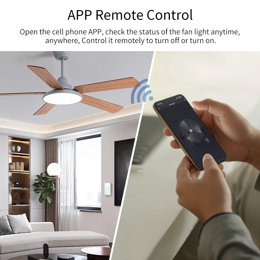 Tuya WiFi Ceiling Fan Light Smart Switch Touch Interruptor Smart Home App Control Voice Work With Alexa Various Speed Regulation