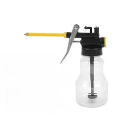 Oil Can Oiler Plastic Metal High Pressure Pump Transparent Car Oil Pot Bottle Hardware Car Repair Tool 250ml  ﻿