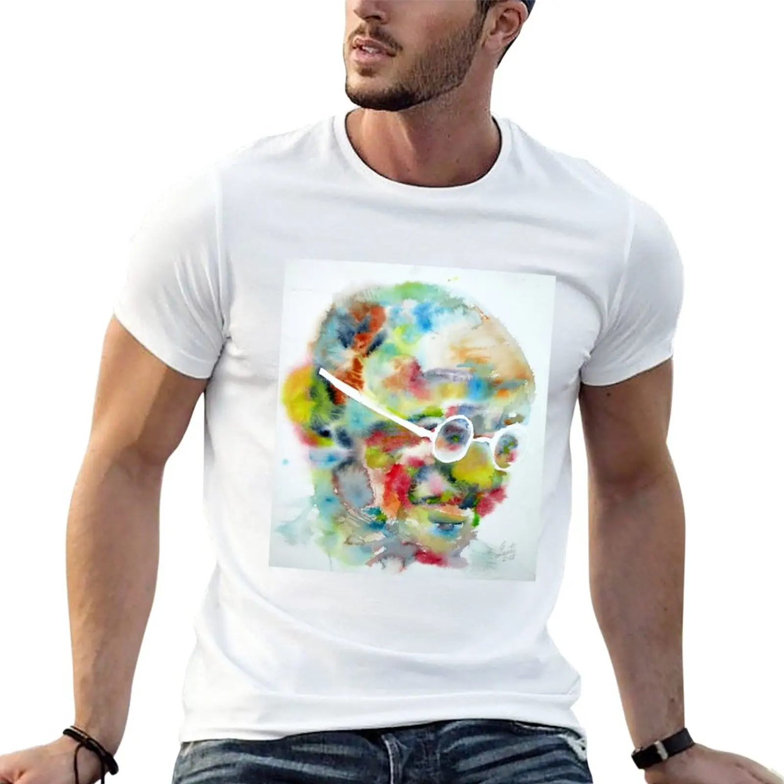 MAHATMA GANDHI - watercolor portrait T-Shirt aesthetic clothes custom t shirts shirts graphic tees designer t shirt men