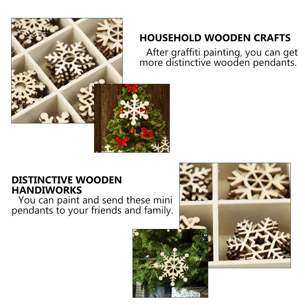 72 قطعة 9 مقصورات تزيين ندفة الثلج مجموعة الحرف الخشبية ذاتية الصنع لشجرة عيد الميلاد جدار الباب ديكور المنزل الطرف الخشبي