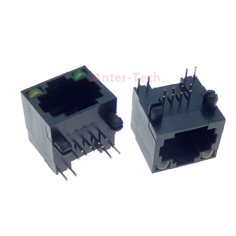 5PCS RJ45 Network Ethernet FEMALE SOCKET with light RIGHT ANGLE 56 8P8C female jack connector