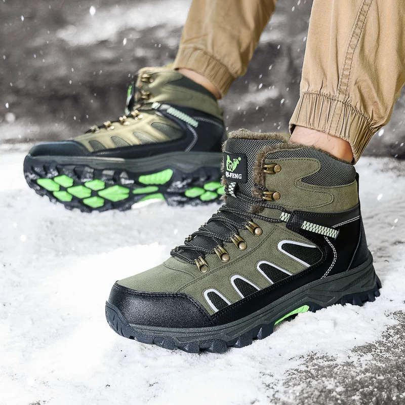 جديد الرجال المتضخم أحذية عالية الجودة الشتاء الباردة حماية حذاء الثلج عالي الرقبة دافئ في الهواء الطلق المضادة للانزلاق ارتداء أحذية تسلق الجبال مقاومة #5