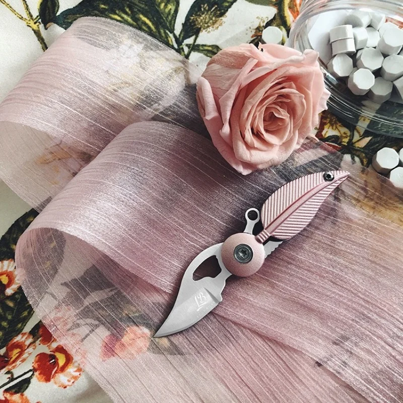 Versatile Folding Creative Feather Blade Fruit Knife Keychain EDC Tool Personalized