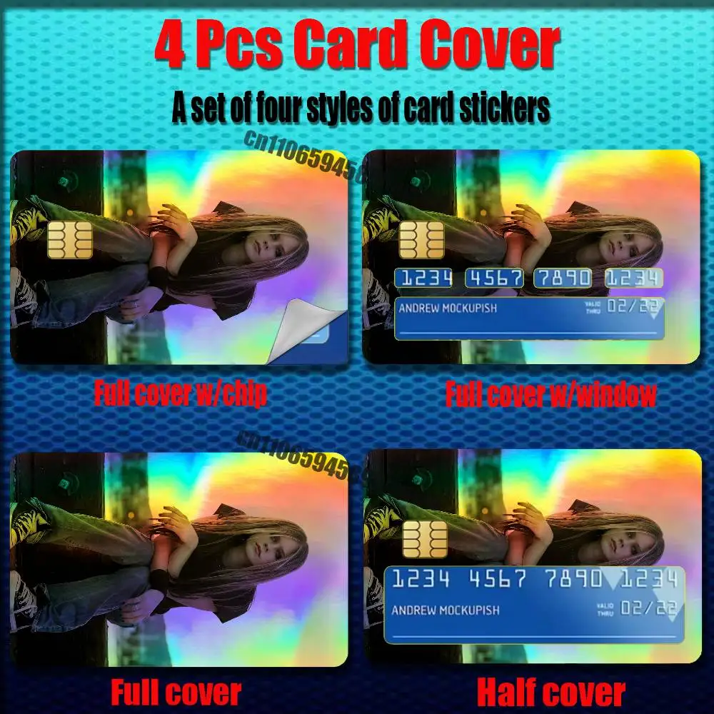 For Avril Lavigne Credit Bank Sticker ID Access Card Cover Skin Rainbow Color Laser Stickers Film