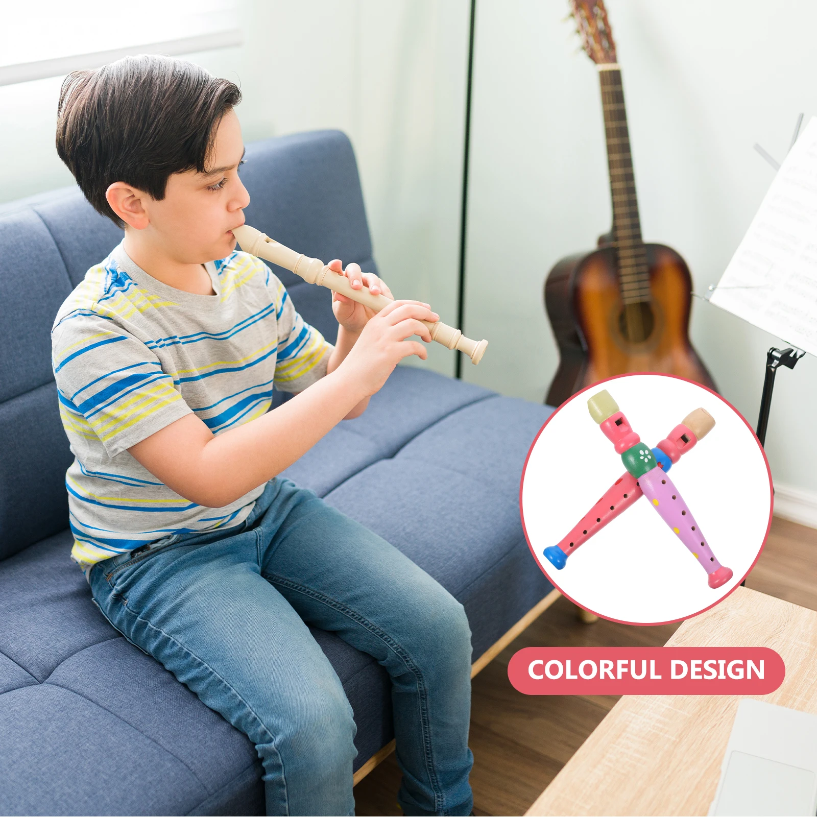 

2 Pcs Wooden Clarinet Children's Musical Instruments for Kids Flute Toddler Toys Exercising Infant