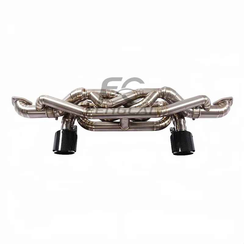 High Performance Titanium Exhaustpipes for Porsche 718 GT4 RS 4.0 Spyder RS Racing Muffler Bypass with Real Carbon Tips