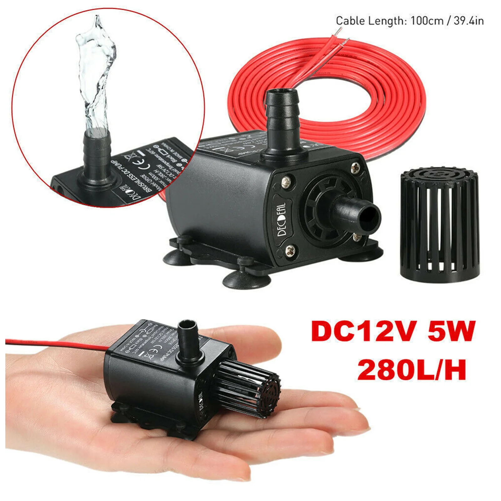 

Ultra-quiet DC 12V Home 280L/H Portable Brushless Motor Submersible Water Pump 5W For Cooling System Fountains Heater Mini