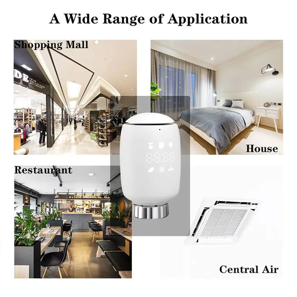 Smart Radiator Thermostat For ZigBee Control Energy Saving Heating App Voice Control Adjustable 5-30°C Temperature Range