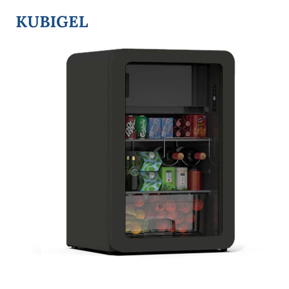 Retro 112L Black Fridge Glass Door Display Mini Freezer Household Quiet Small Retro Fridge