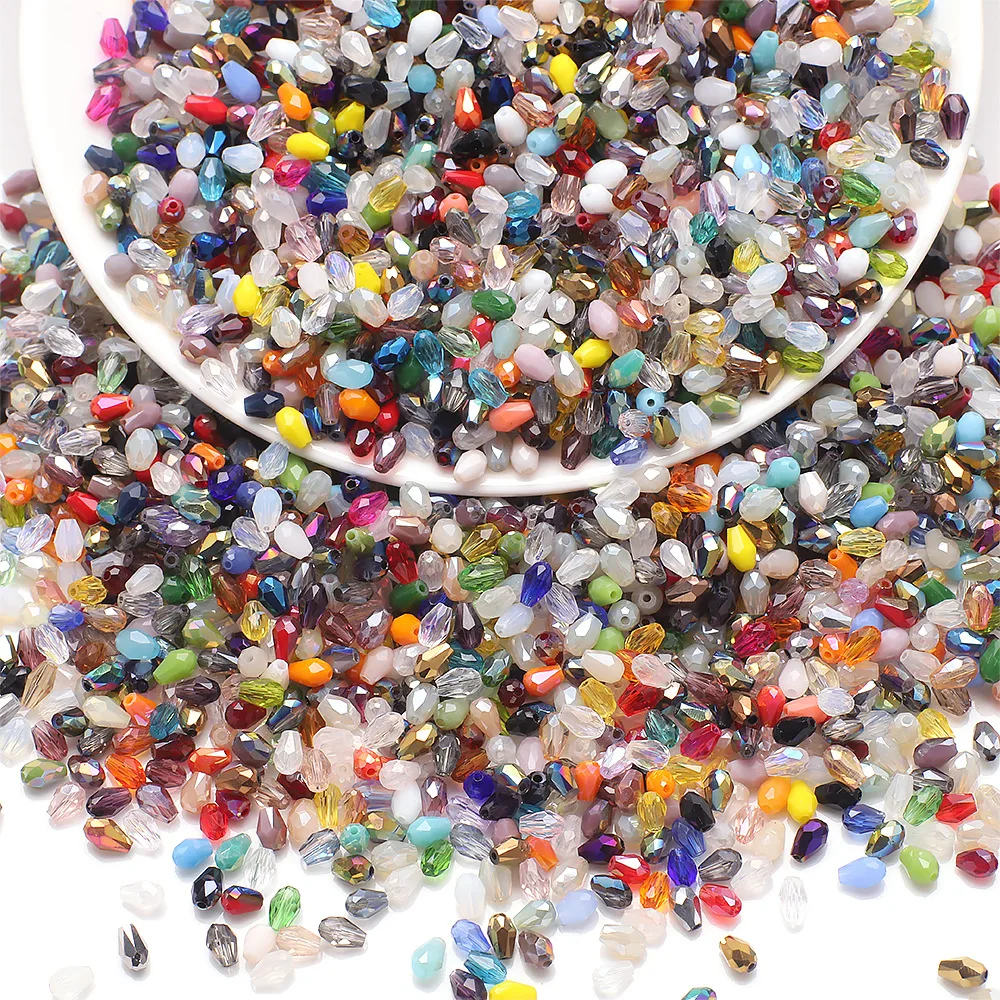 3X5mm 100pcs Medium Hole Water Drop Color Combination Set DIY Bead Jewelry Pendant Clothing Accessories