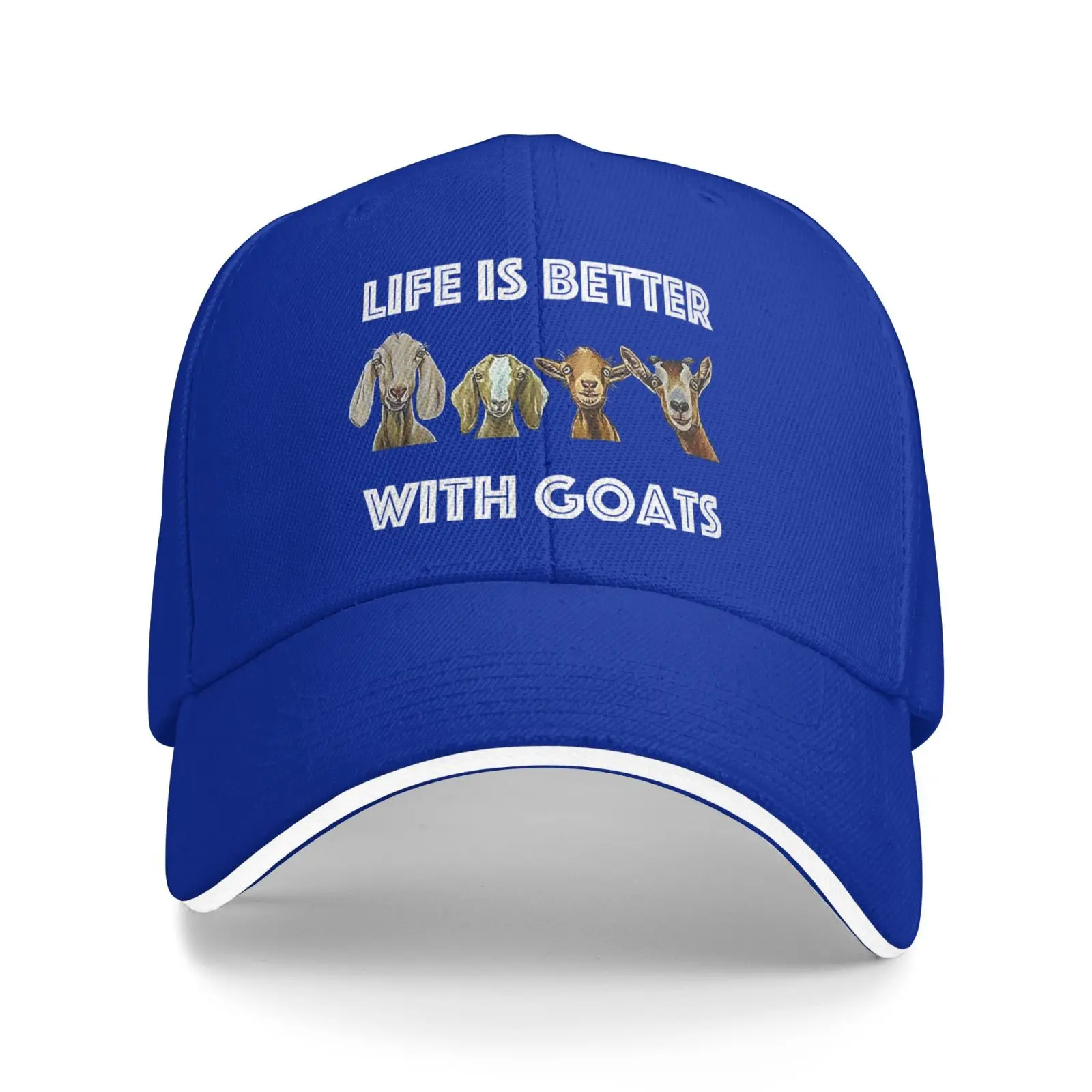Life Is Better With Goats Graphic Baseball Cap Farm Goat Animal Design Adjustable Unisex Casual Sun Hat