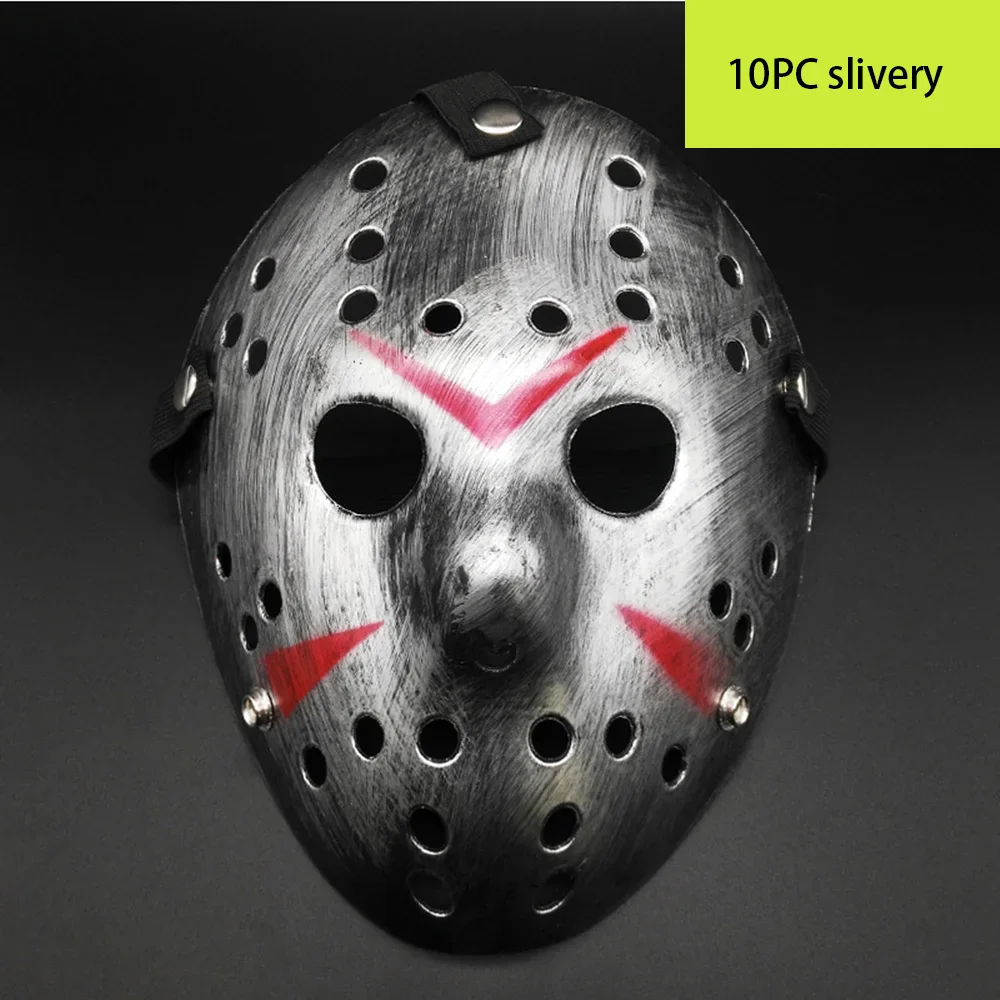 Halloween Horror Jason Mask, Role-Playing, Terror, Assustador, Festa de Carnaval, Assassinato Sangrento, Filmes Cosplay, Decoração Props, 10 pcs